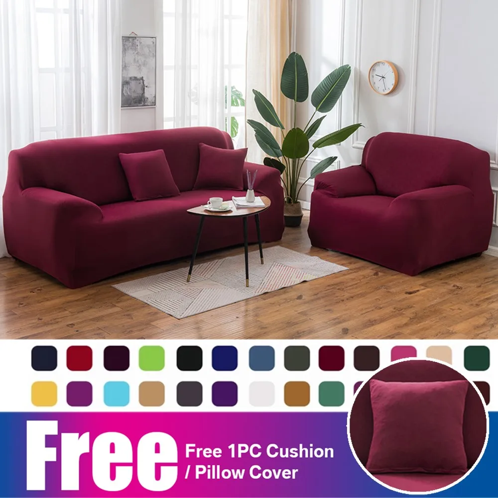 Yeahmart Solid Color Sofa Covers for Living Room Elastic Sofa Cover