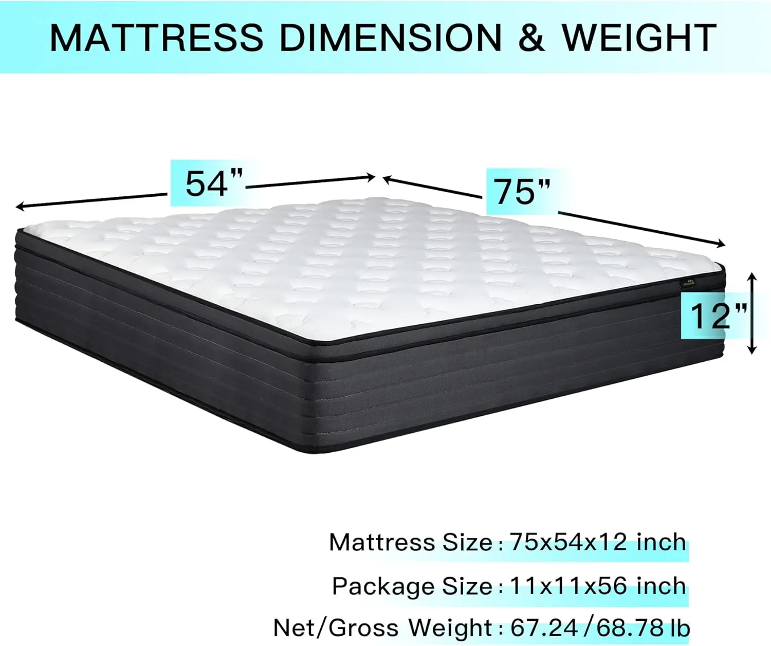 Full Mattress, Hybrid Mattress High Density Foam Individually Wrapped Pocket Coils Mattresses,Motion Isolation Medium Firm Full 3