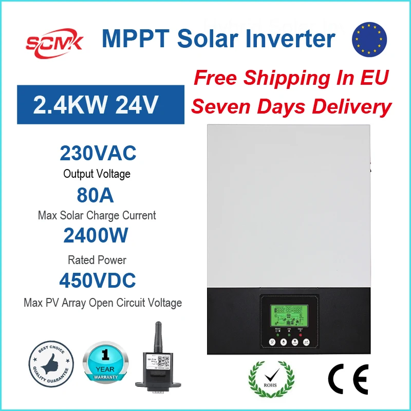 Vendite Calde Inverter Solare 1.5K 1.5Kw 12V 230Vac 3Kw 24V 60A Inverter Pure Sine Mppt Caricatore Solare Caricabatteria Ibrido