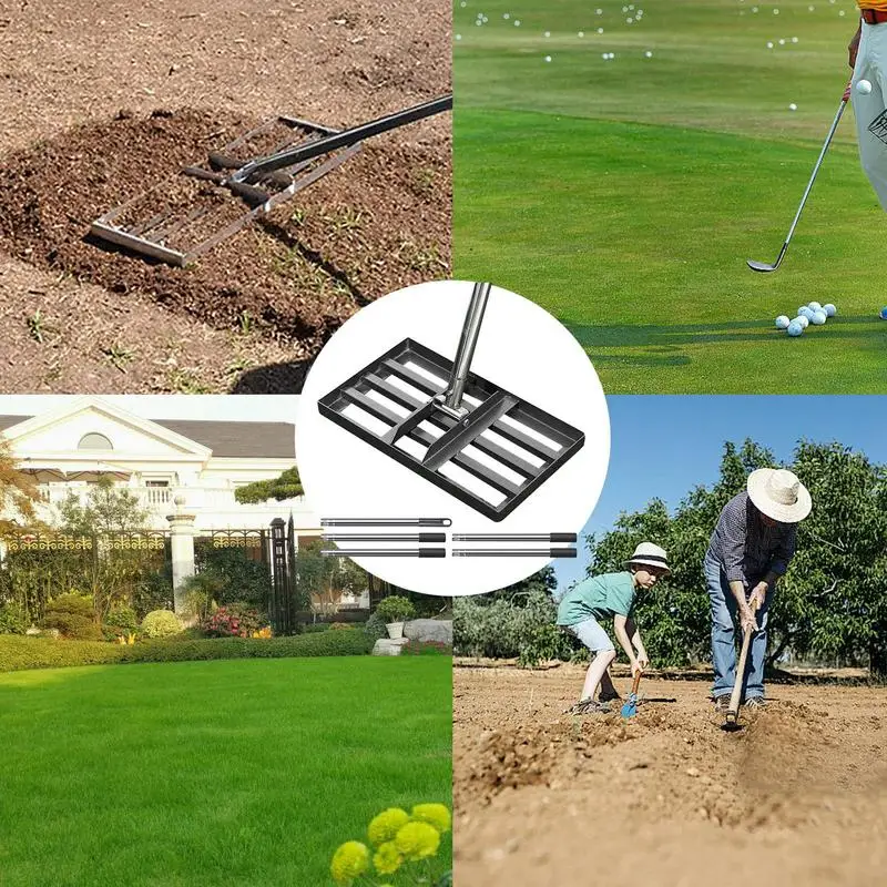 Golf Lawn Leveling Rake Steel Soil Leveler Heavy Duty Landscape Sand Crusher Rustproof Wear-Resistant For Soil Or Dirt Ground 3