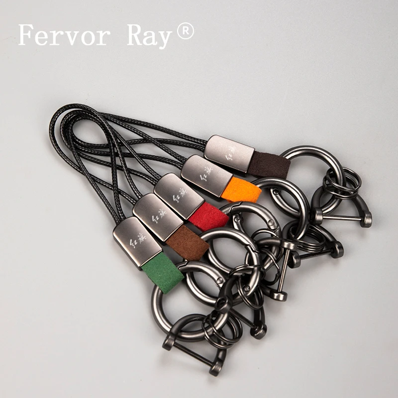 

For HongQi HS5 HS3 H5 H7 HS7 H9 S9 Car Leather Keychain With Drawstring Cotton Rope and Metal Keychain Car Interior Accessories