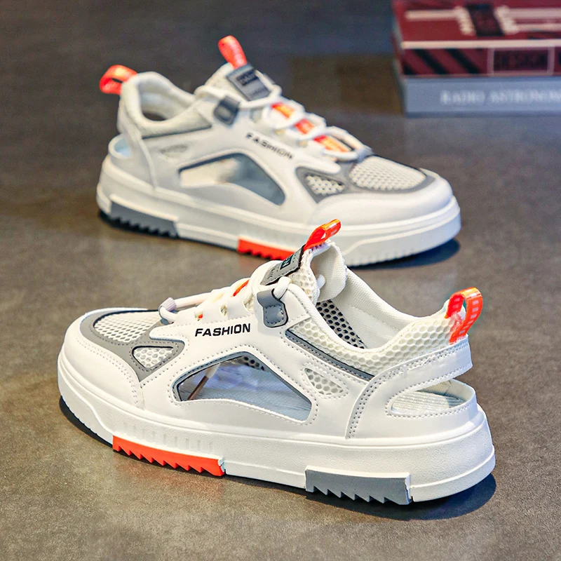 Men Casual Shoes Summer Breathable Mesh Casual Sneakers Thick Bottom Sports Shoes Men Flat Walking Running Shoes