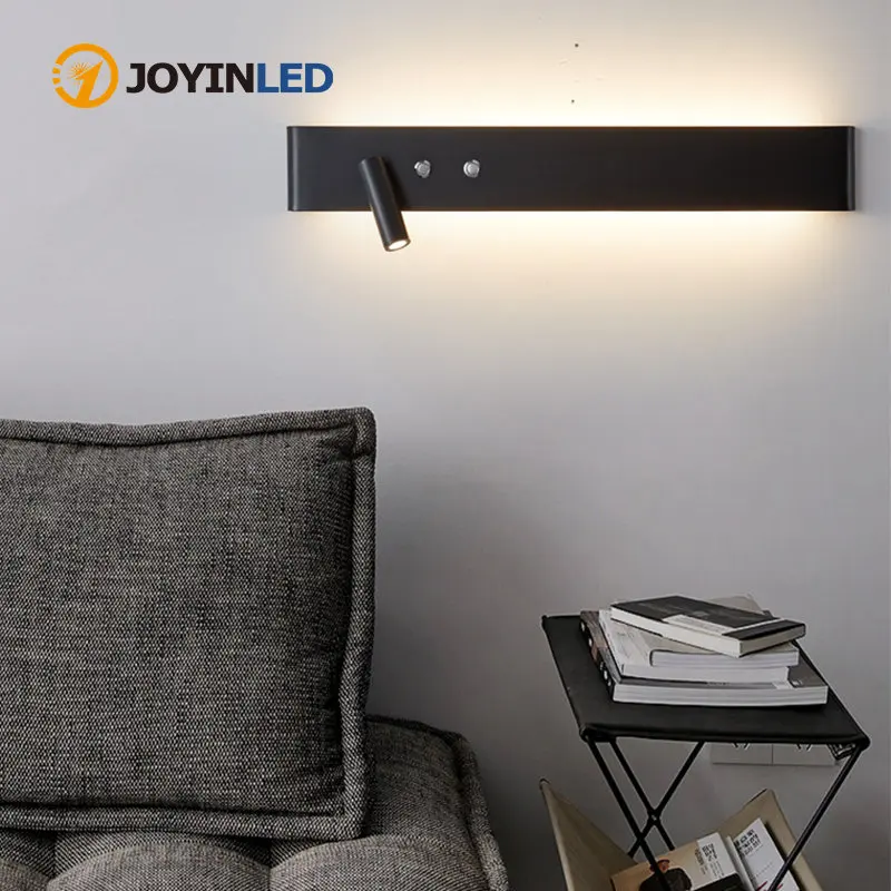 

Modern Wall Lamp with Switch for Room Bedroom Bedside Hotel Lighting Sconce Indoor Black White Rotatable Wall Light Decoration