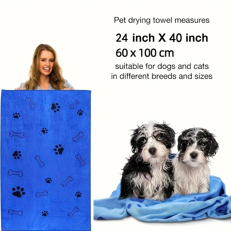 2-Pack Quick-Drying Dog Towels Microfiber Absorbent Pet Bath and Grooming Towels Soft Polyester Fiber Suitable for Dogs Bath Towel Pet Bath Towel