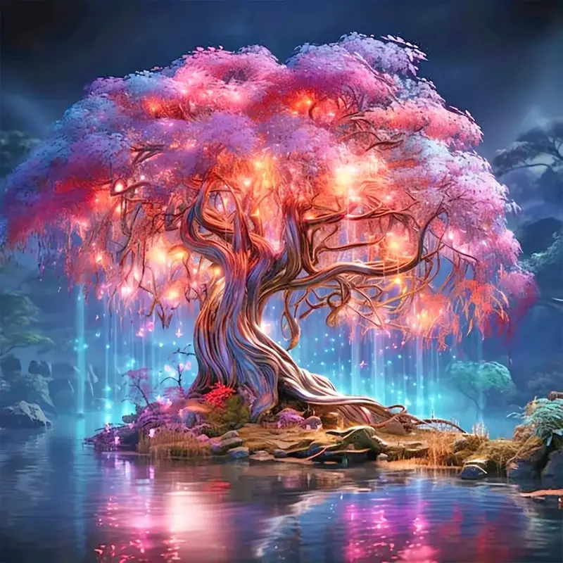 Diy Diamond Painting Tree Rhinestones Art Embroidery 5d Full Round Square Drills Handicraft Landscape Artwork RUOPOTY diamond art painting kit diamond painting set diamond painting