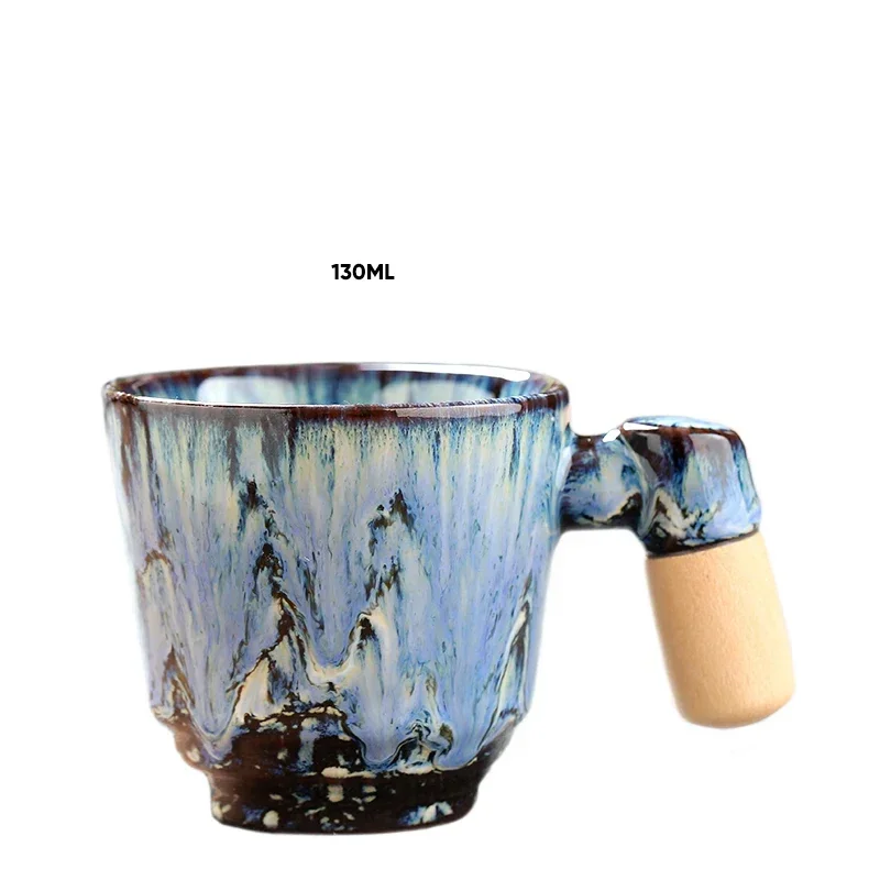 Ceramic Coffee Cup With Wooden Handle Latte Pottery Mug Afternoon Tea Ceramic Mug Breakfast Milk Cup 1pcs ceramic coffee cup set