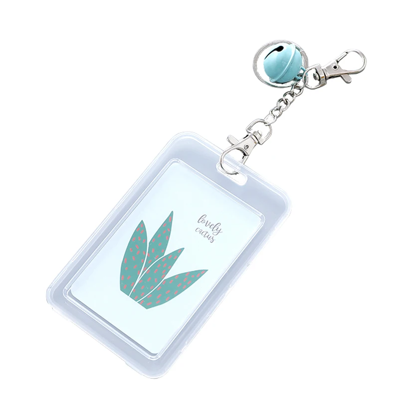 Women Credit Card Holder Bag Cartoon Cute Cactus Student Card Cover Bag Bank Bus ID Bank Fruit Plant Cover Case Keychain