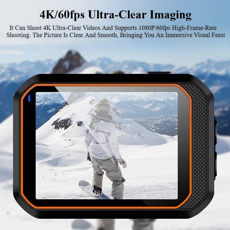 4K HD 60FPS 미니 카메라 휴대용 와이파이 야외 스포츠 170 ° 광각 액션 방수 캠코더 LED 스크린 자전거 헬멧 바디캠