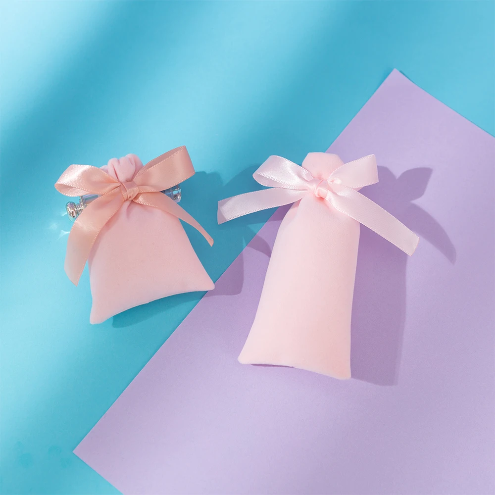 50pcs Pink Velvet Drawstring Bags Personalized Cute Jewelry Packaging Bags Pouches Chic Wedding Party Favor Gift Bags Custom