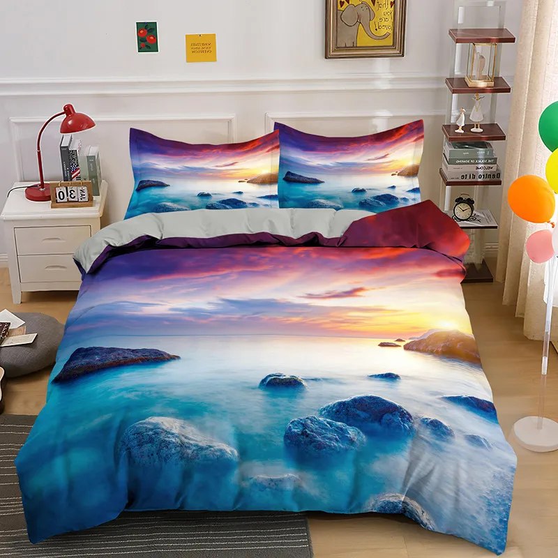 Beautiful Scenery Bedding Set Adult Duvet Cover With Pillowcase 2/3Pcs Home Decor Bedclothes