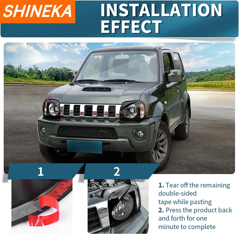 SHINEKA Car Headlight Lamp Decoration Cover for Suzuki Jimny 2007