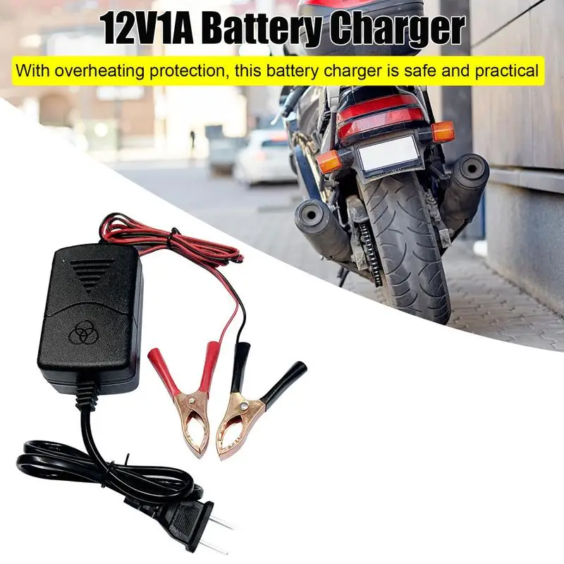 Portable Car Battery Charger 12V Motorcycle Battery Charger Portable Auto Trickle Maintainer Truck EV Motorcycle Car Lead Acid Battery Accessories
