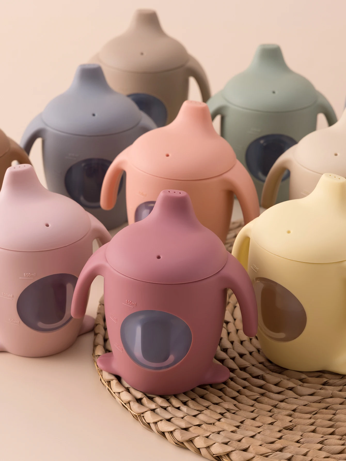 1PCS 펭귄 모양 실리콘 베이비 컵 BPA 무료 누출 방지 Sippy 컵 투명 물병  훈련 마시는 컵