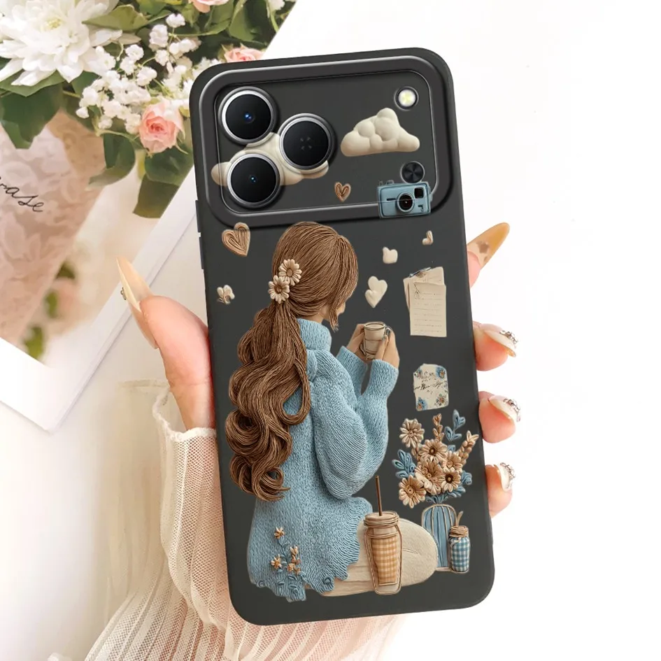 Cute Cartoon Cat Painted Soft Silicone Phone Case Cover