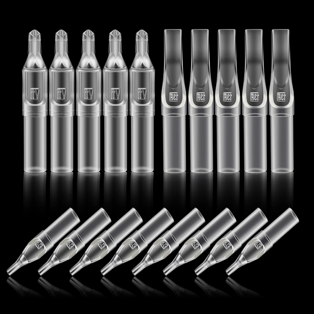50/100Pcs Mixed Size Tattoo Tips RT+DT+FT Sterile Disposable Tattoo Nozzle Tips Needle Tube for Needles Grips Supply