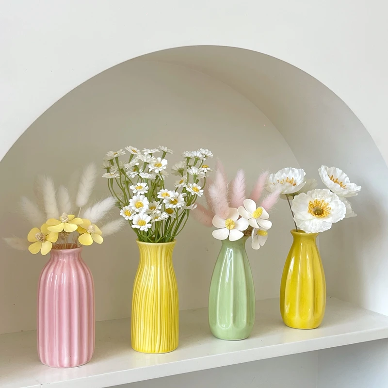 Modern Candy Color Ceramic Bud Vase for Pampas Grass and Flowers - Home Decor Accent