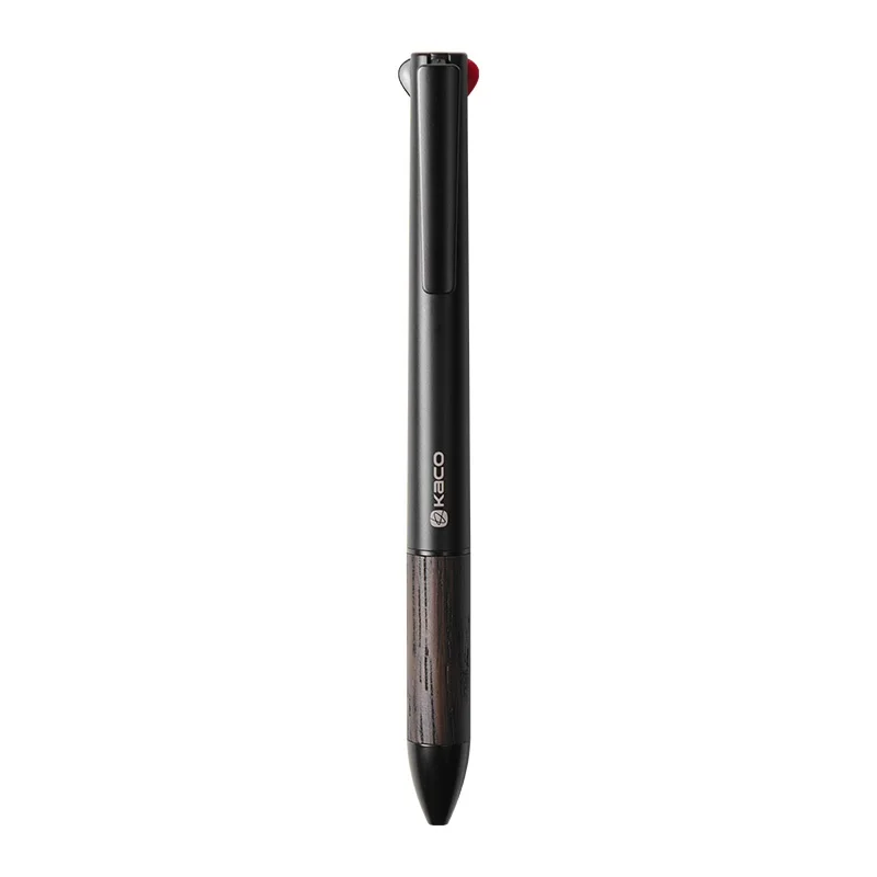 Kaco 3-in-1-Multifunktionsstift aus Holzmaterial, 0,5 mm, schwarz/rot, zum Schreiben, einziehbarer Druckbleistift für den Schulanfang – Detail 13