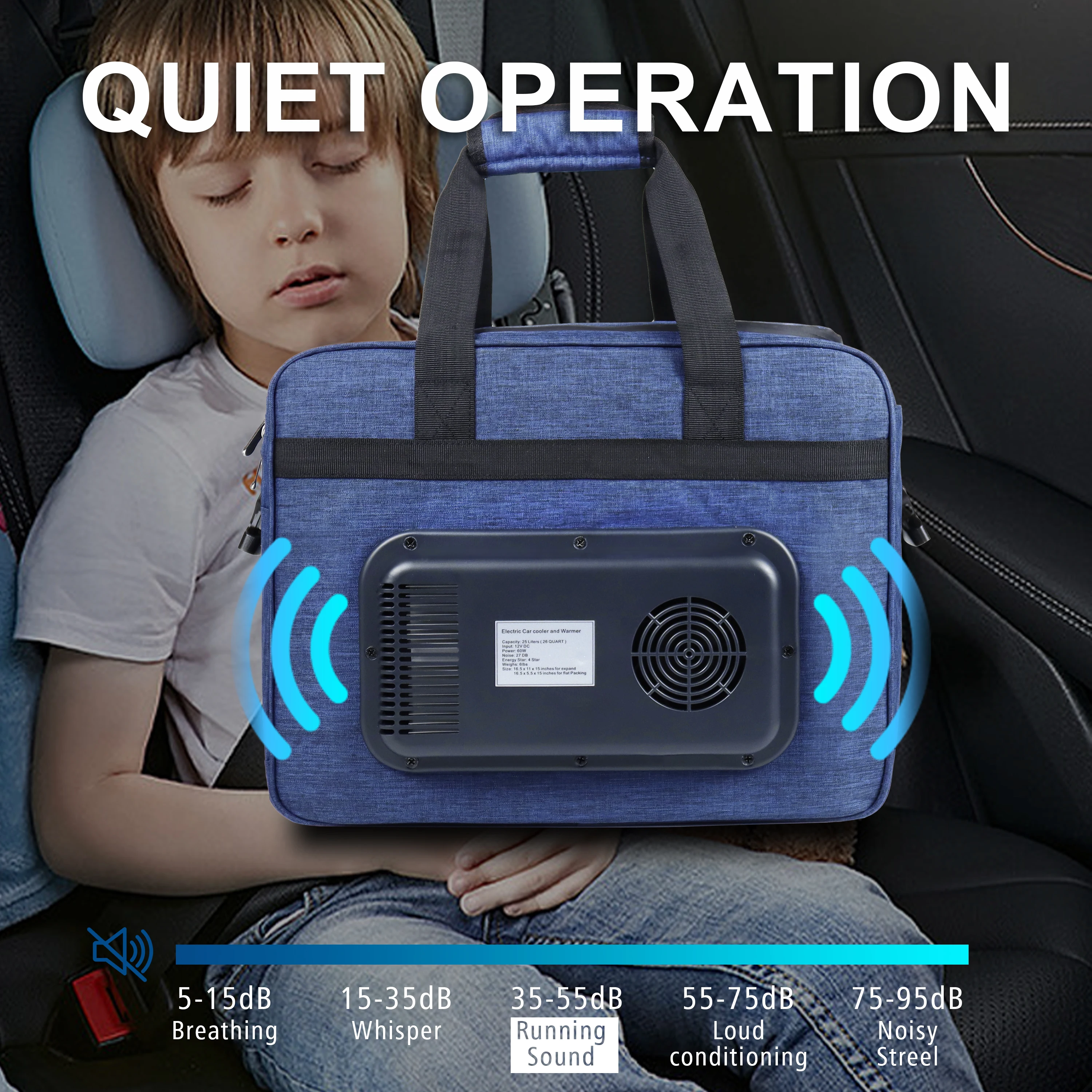 26 Quarts 12 Volt Portable Car Electric Cooler Bag USB 25L AC/DC Cool and Heat Thermal Plug in Fridge Compatible Mini Cooler