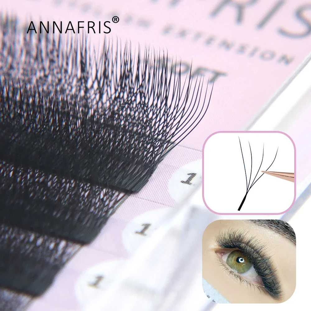 ANNAFRIS 4D W-Förmigen Wimpern Verlängerung C/D Wellung Hohe Qualität Individuelle Vorgefertigten Volumen Fan Nerz Wimpern W cilios