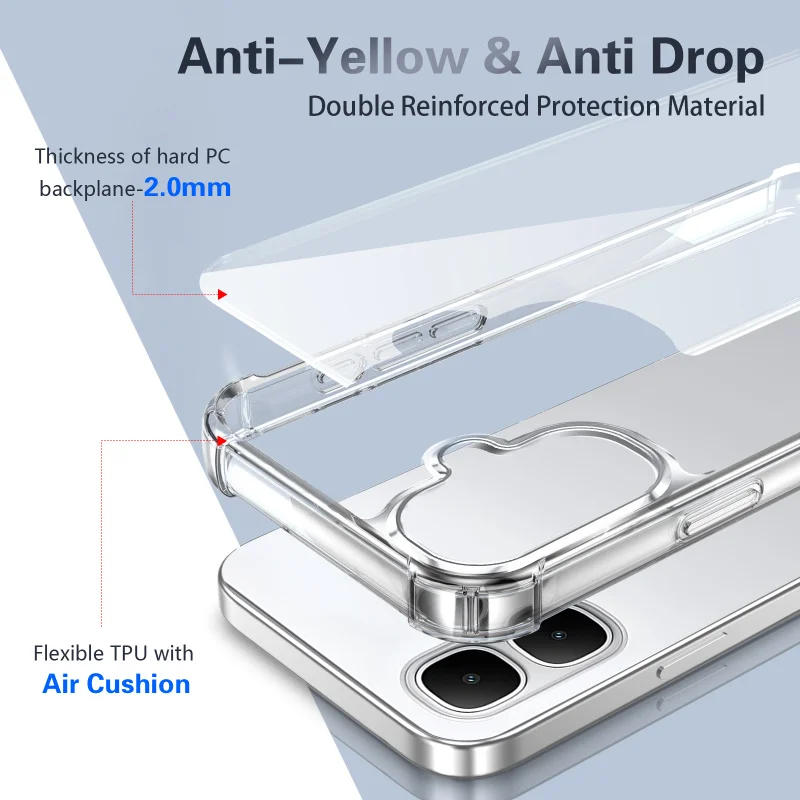 Durable Anti-Fall Acrylic Clear Phone Case with TPU+PC Protection
