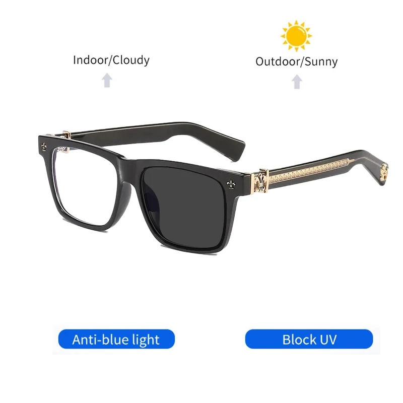 JUNHANER Fashion Brand Design Anti Blue Light Blocking Men Woman Photochromic Reading Glasses With Diopter+0.5 +1.50 +2.00 +2.50