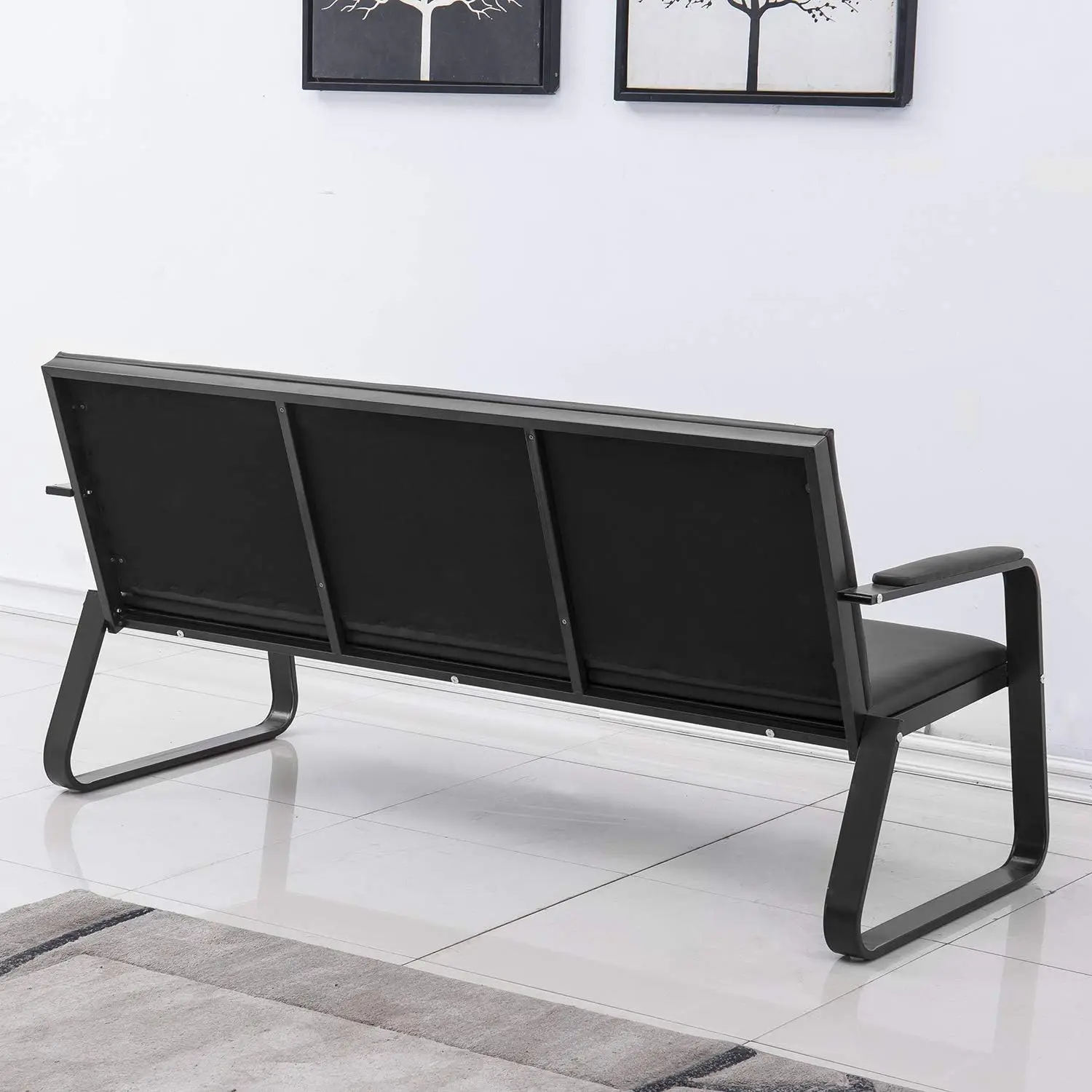 Description Picture 5 of itemWaiting Room Chair with Armrest PU Leather Office Furniture Bench, Office Guest Seating Lobby Conference Reception Chairs