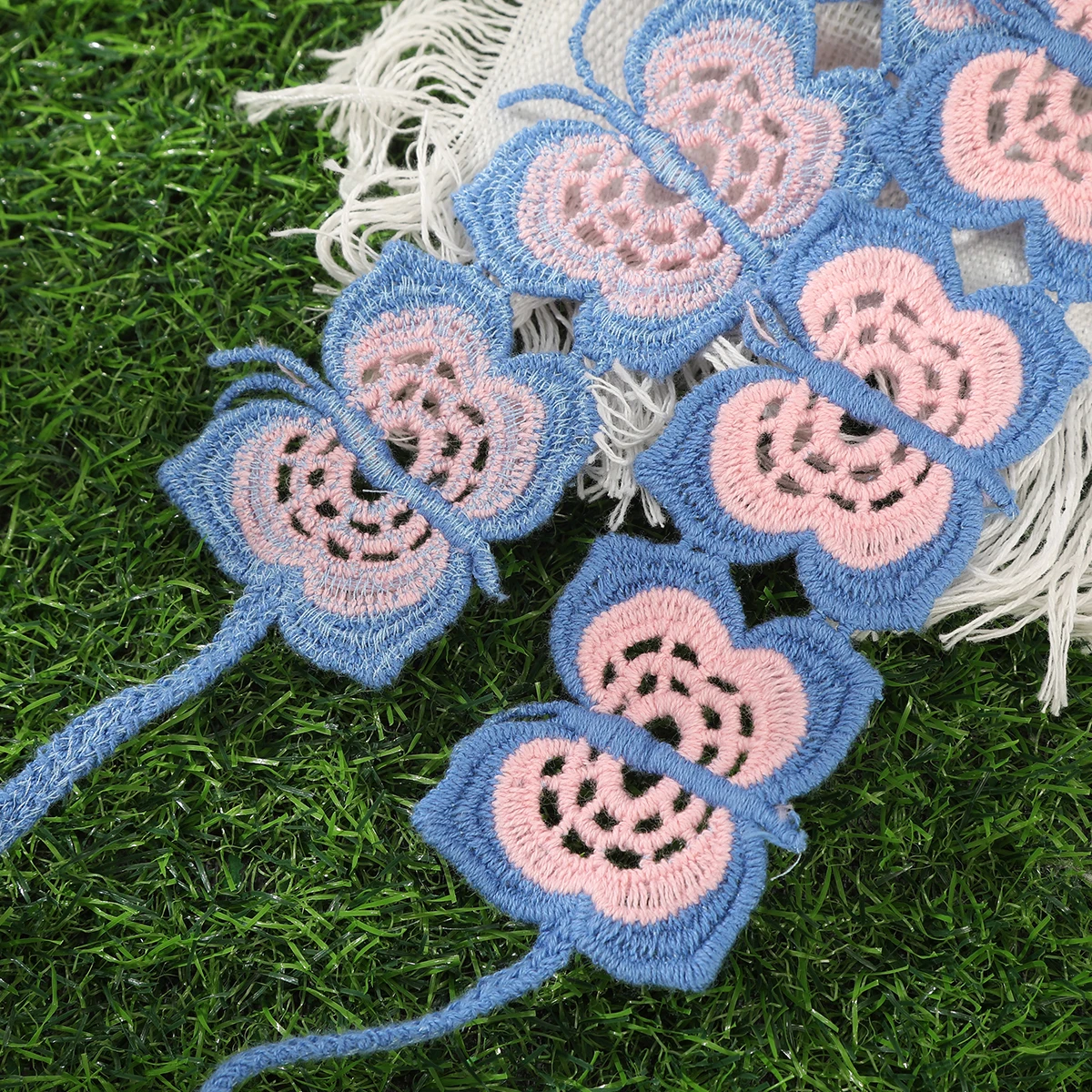 Knitted Butterfly Headband Blue Crochet Bandana Kerchief For Women Ladies Beach Pthoto Hair Bands Fashion Hair Accessories