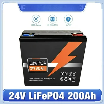 Batteria al litio 200Ah LiFePO4 24V 100Ah 150Ah 200Ah LiFePO4 Batteria 24V Supporto BMS 8000+ Cicli Tempi per Barca Solare Nessuna Imposta