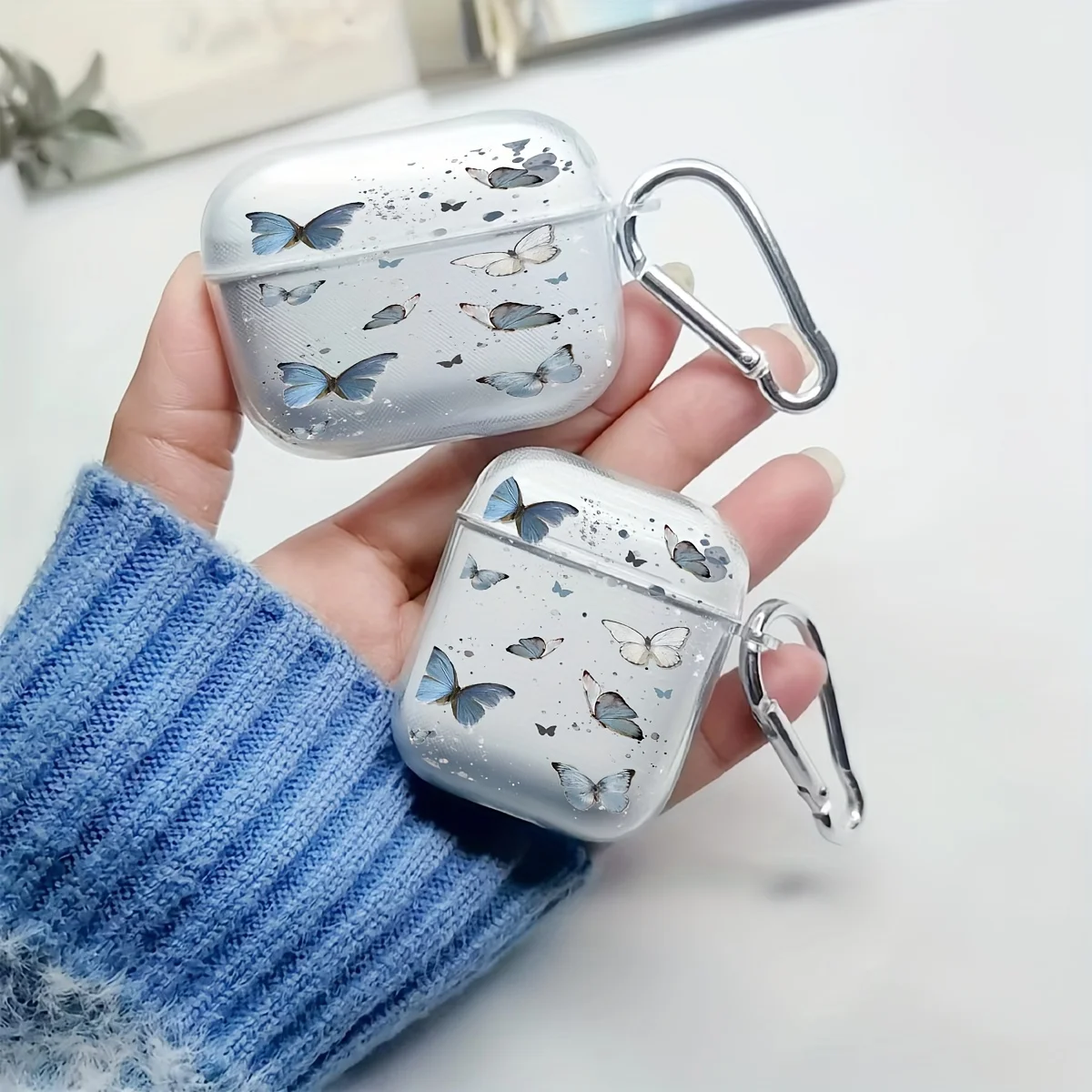 Clear Silicone AirPods Case with Keychain for AirPods Pro and 3 4