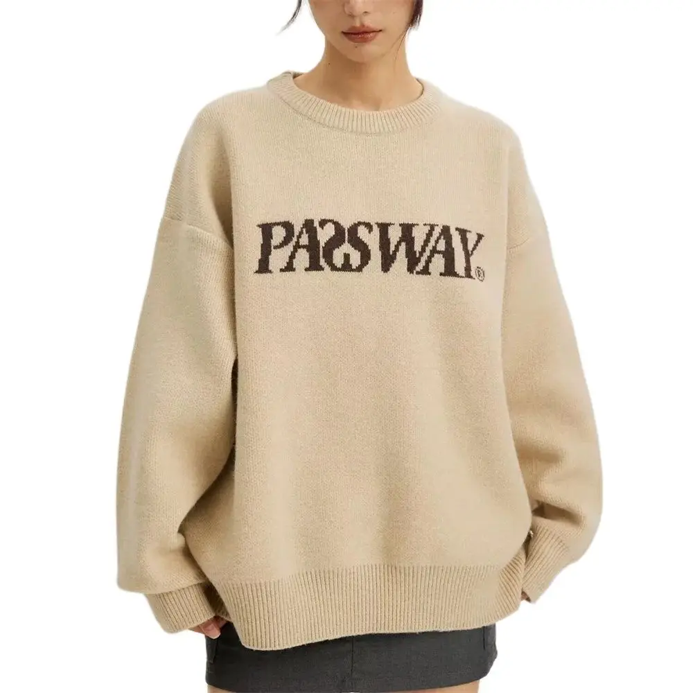 

Autumn/Winter Fashion Japanese Lazy Style Knitwear Pullovers Women O-Neck Letter Jacquard Vintage Loose Sweater