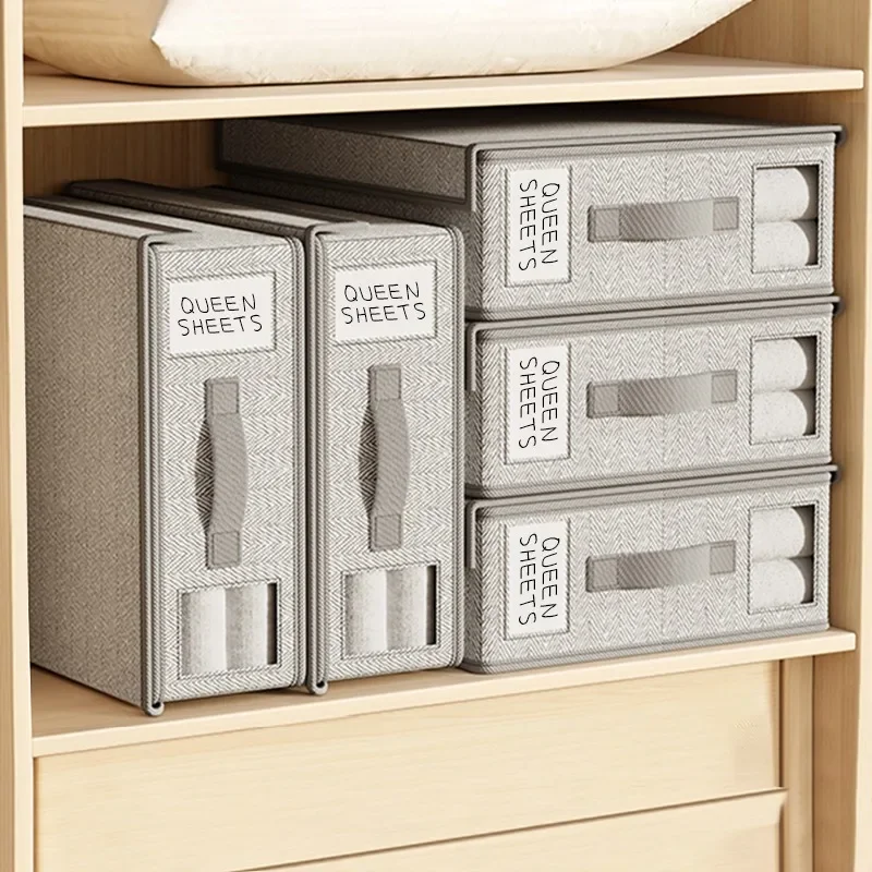 Sheet  Storage Box Organizer Thickened Fabric Folding Window Zipper Blanket Organizer Wardrobe Bed Clothes Storage with Lid 2