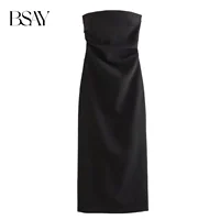 BSAY Women Fashion Summer New Sexy Split Back Zip Pleated Sleeveless Strapless Dress Chic Female French Elegant Evening - Image 5