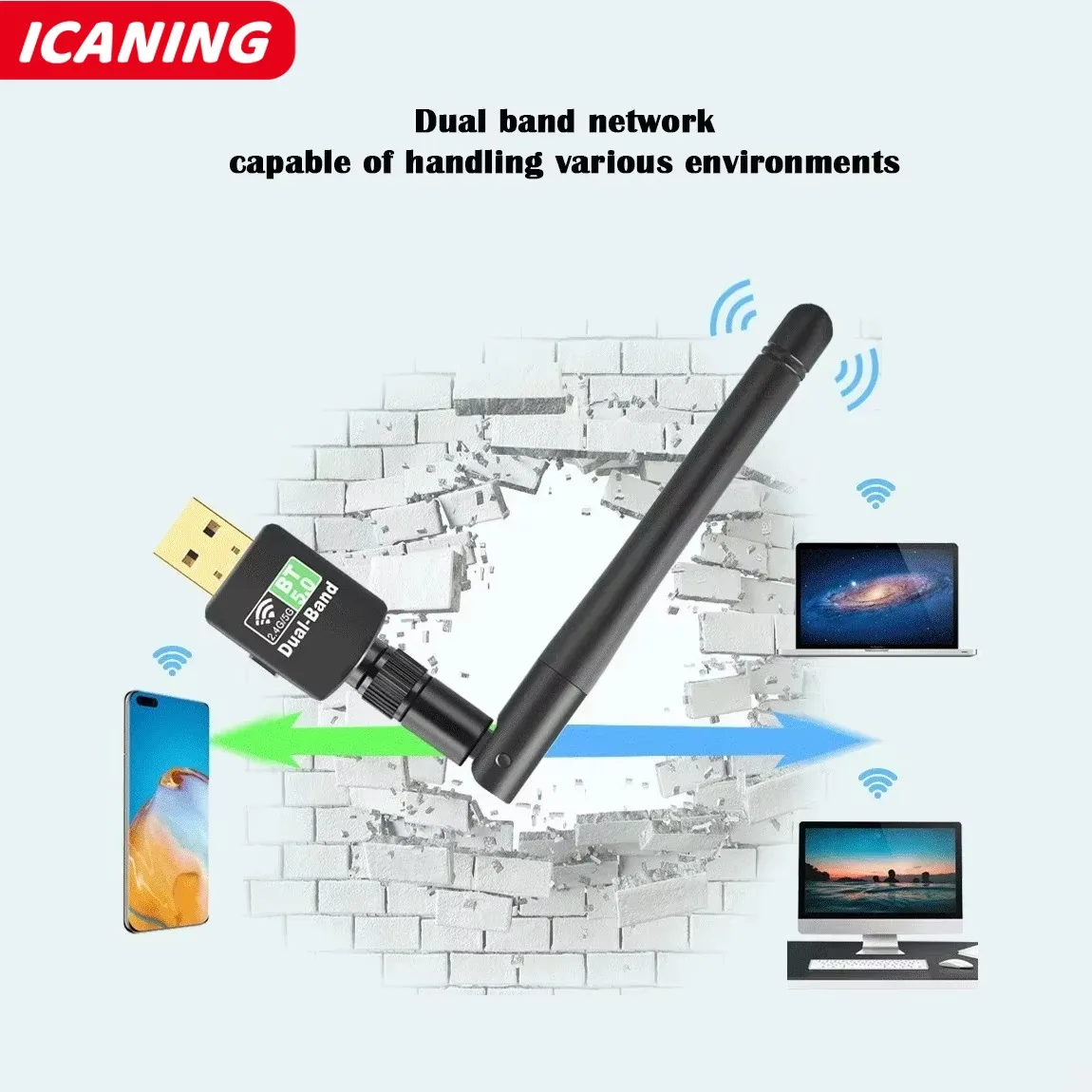600Mbps USB 블루투스 5.0 Wifi 어댑터 2 in 1 PC BT wifi5 2.4G 5G 동글 Usb 무선 WiFi 수신기 네트워크 카드