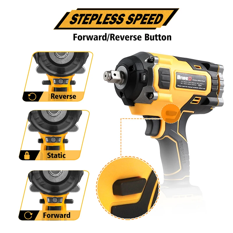 BINGK 2000N.M Torque Brushless Electric Impact Wrench For Trucks 1/2 inch Lithium-Ion Battery Cordless Wrench Driver Power Toos 5