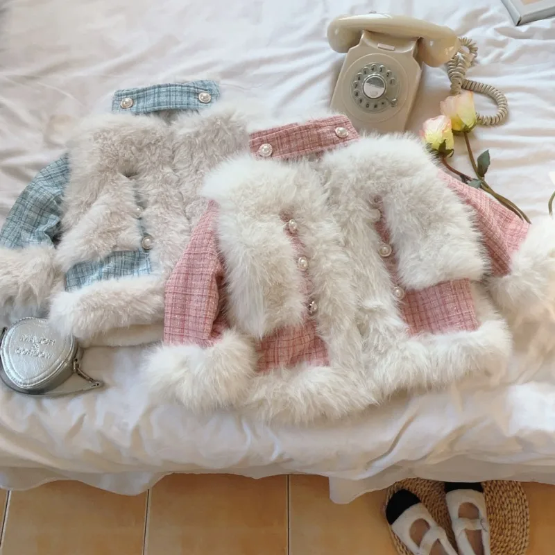 

HoneyCherry Winter New Girls Fur Coat Fashion Thickened Coat Winter Clothes for Girls