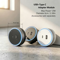 Universal Wall Mounted Socket Expansion with USB and Type - C Ports - Black/White - USB Type C Adapter (Grey)