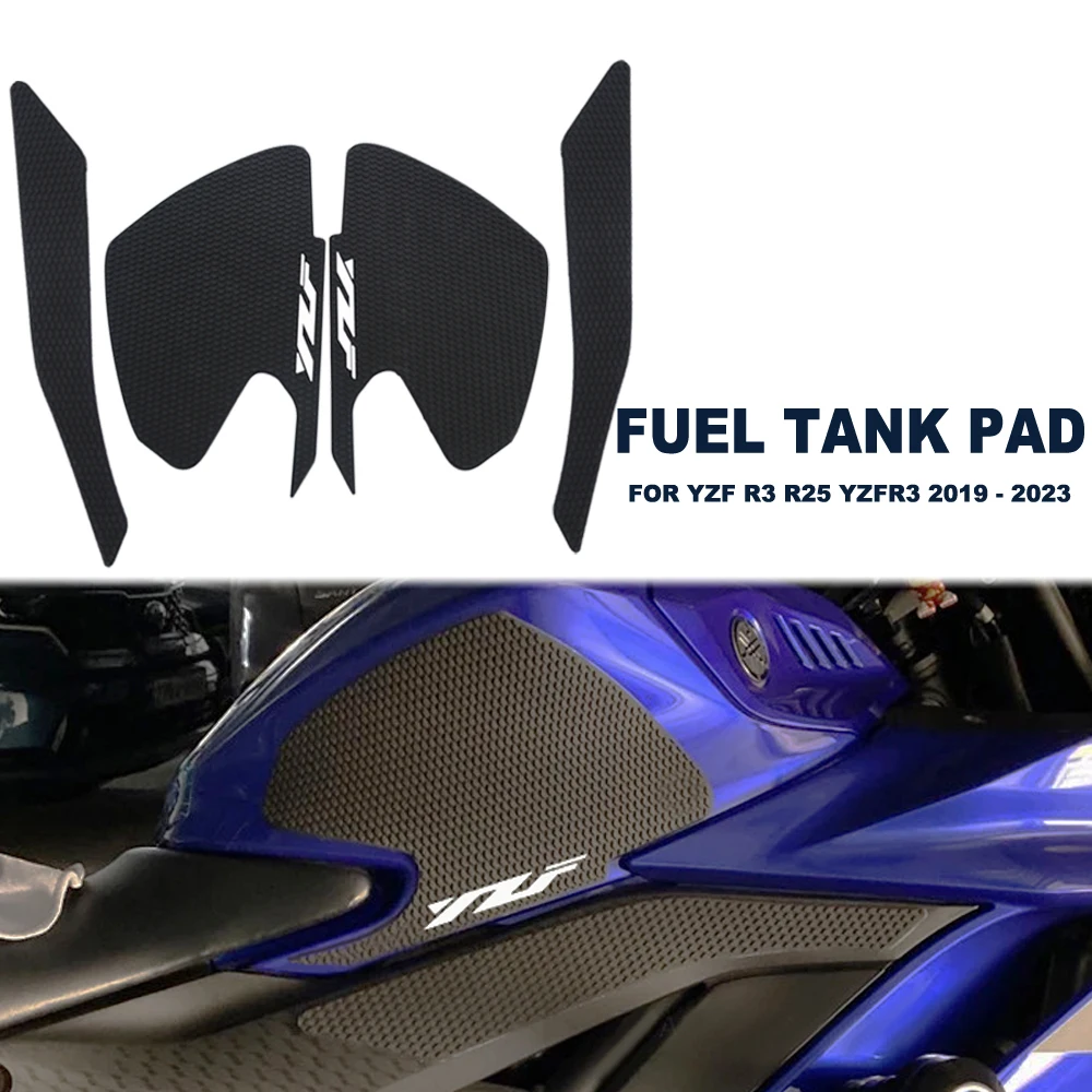 For Yamaha YZF R3 2019 - 2022 2020 Side Fuel Tank Pad Protector Stickers Decal Gas Knee Grip Traction Pad Tankpad