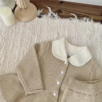 2025 nouveau bébé vêtements tricot ensemble printemps automne mignon tricoté fille pull costume tricoté hauts + PP court doux deux pièces costume 2 pièces 3