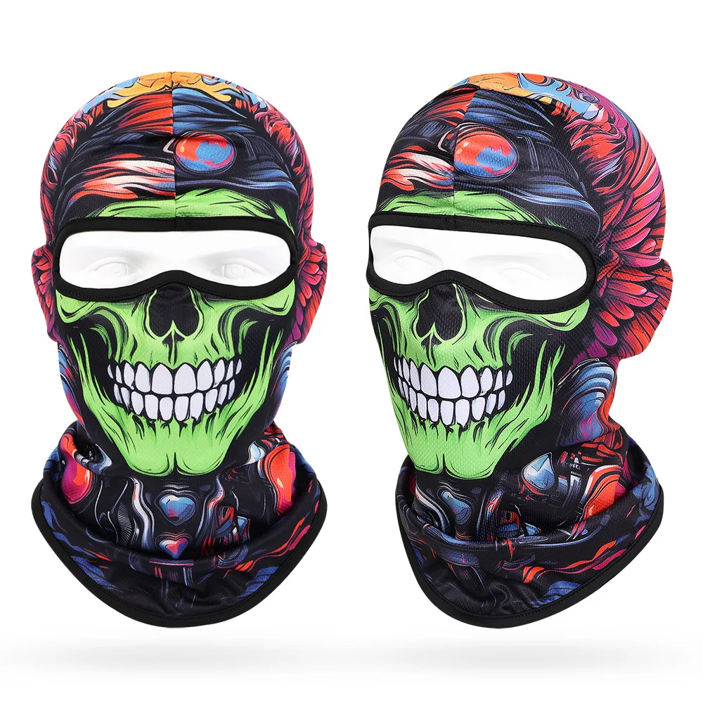 다기능 야외 남자 Balaclava 해골 마스크 모자 오토바이 전체 얼굴 커버 Windproof 탄성 사이클링 모자 여성 헤드 기어