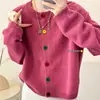 Japanese Sweet and Fresh Round Neck Colorful Button Knitwear Coat Academy Style Western Versatile Sweater Women's Cardigan 1