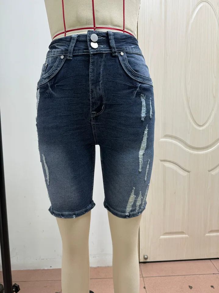 NOVEDAD DE VERANO 20225, pantalones cortos vaqueros rasgados hasta