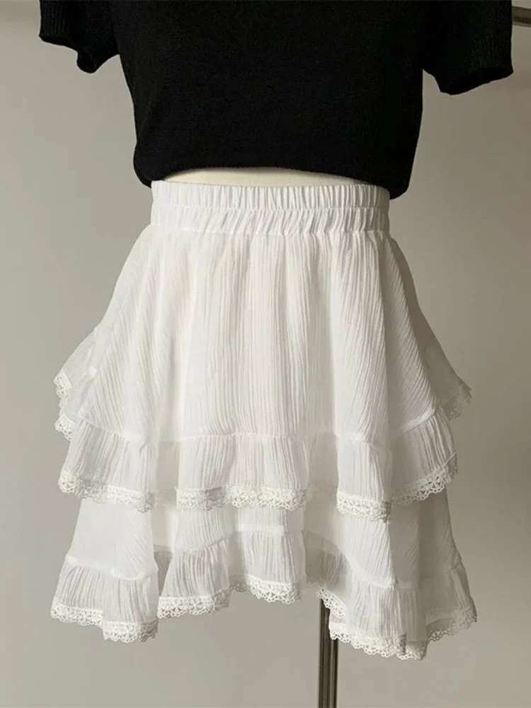 

Deeptown Y2k Coquette Lace Kawaii Cute Skirt Women 2024 Spring Summer Sweet Girls Preppy Style Japanese Harajuku Lolita Skirts