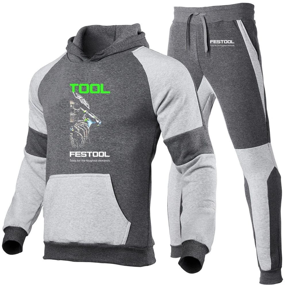 Festool Fashion 2023 New Men Spring and Autumn Long Sleeve Pullover Casual Cotton Sweatshirt Sweatpants Suit