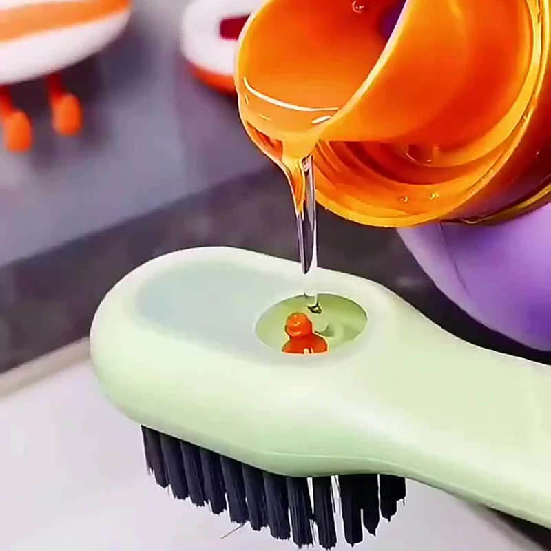 

New Press Type Long Handle Soft Hair Laundry Cleaning Brush Multifunction Automatic Soap Liquid Adding Shoe Soap Dispenser Brush