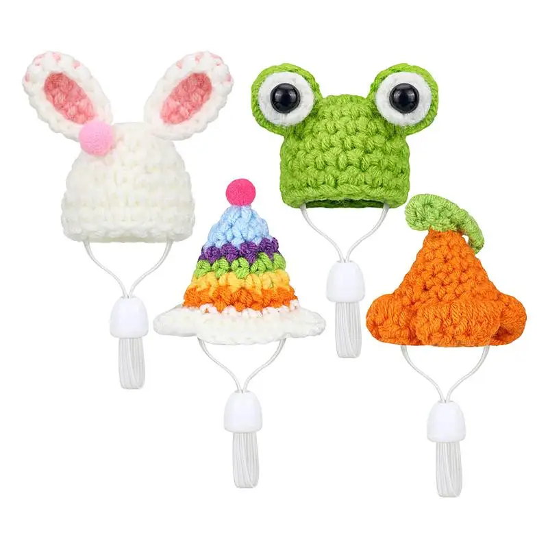 

Small Animals Hat 4PCS Knitted Small Animals Hat Snake Hat Knitted Small Animals Hat Snake Hat Frog Bunny Rainbow Carrot Mini