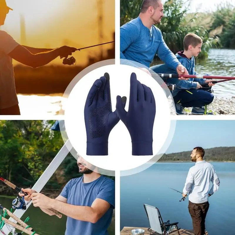 UV Fishing Gloves Non Slip UV Protection Full Finger Fishing Gloves Thin Ice Silk Gloves For Outdoor Activities Daily Driving 3