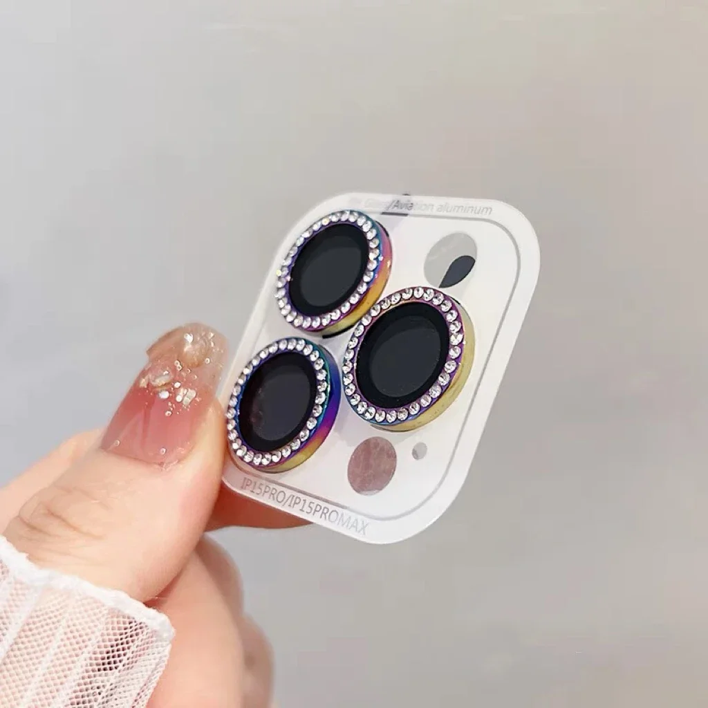 Purple Orange Diamond Camera Lens Protector - Stylish Glass Accessory