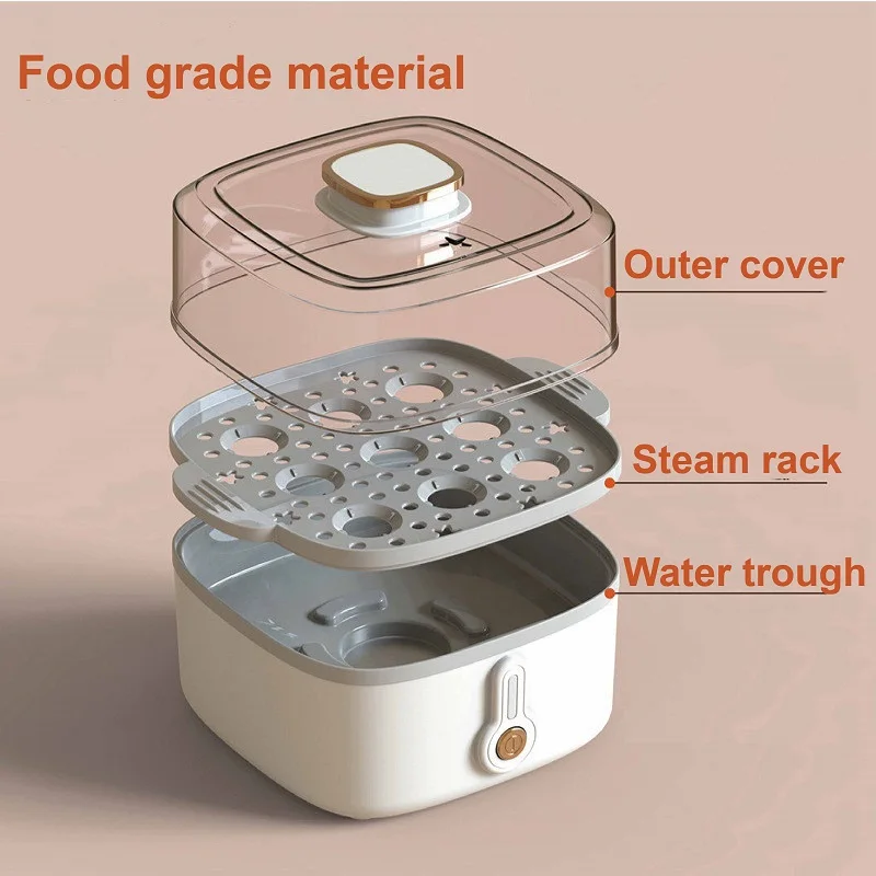 220V Electric Steamer Kitchen Egg Cooker Multi-functional Breakfast Machine Auto Power-off Suitable For Steamed Vegetables/Pasta