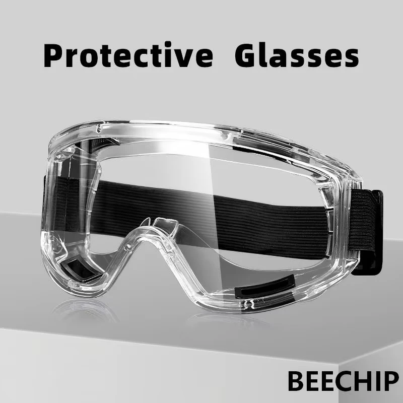 Anti Fog Safety Glasses - Anti Splash Dust Sand Goggles for Work Riding Skiing Sports, Clear Adjustable Eyewear UV Protection
