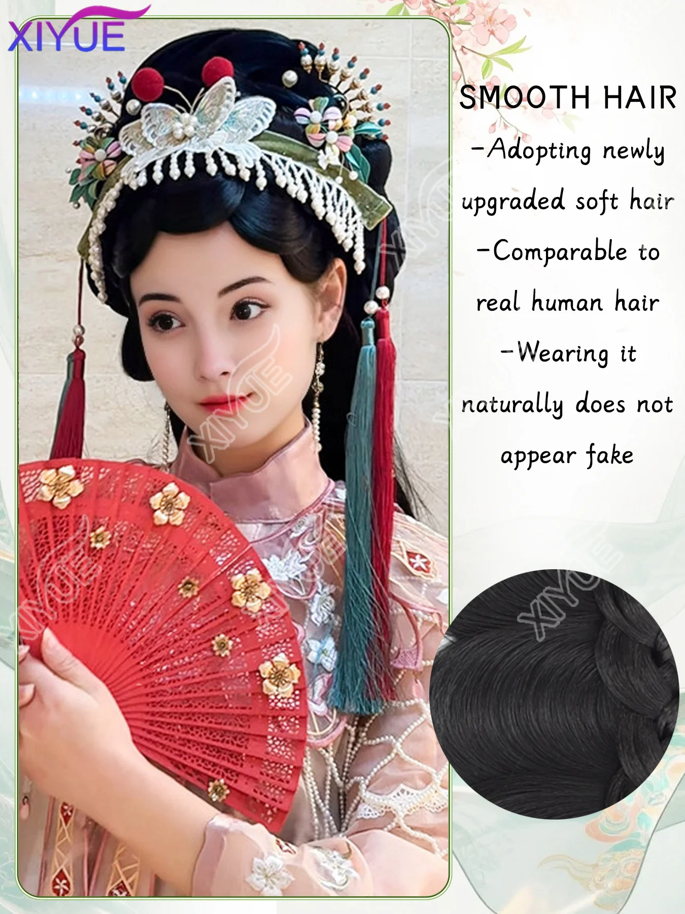 XIYUE Opera style Lazy Velcro Soft Hair Hoop Wig, Hairband Modification, Forehead，clip ins human hair，앞머리 가발